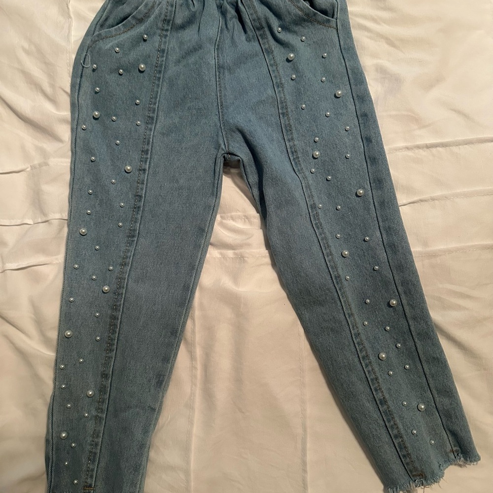 Girls's Blue Embellished Jeans